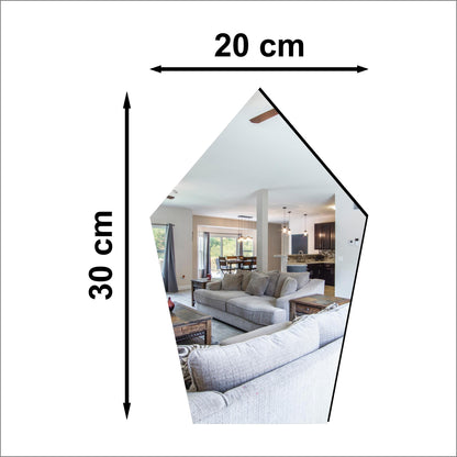 WallDaddy Oval Shape Plastic Mirror For Wall Size (20x30)Cm Flexible Mirror PentagonMirror